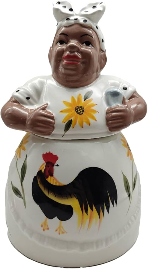 ACK African American Women Ceramic Cookie Jar with Lid and and Rubber Seal, Food Storage Jar, Kitchen Décor, Snack Storage Container for Cookie, Candy and More