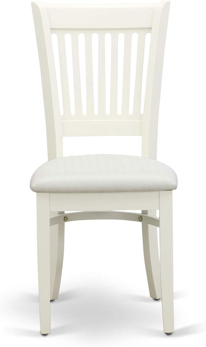East West Furniture HLVA5-LWH-C 5 Piece Kitchen Table Set for 4 Includes a Round Dining Room Table with Pedestal and 4 Linen Fabric Upholstered Dining Chairs, 42x42 Inch, Linen White