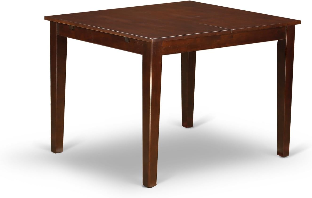 East West Furniture MLGA5-MAH-32 5 Piece Modern Dining Table Set Includes a Rectangle Wooden Table with Butterfly Leaf and 4 Light Beige Linen Fabric Parson Chairs, 36x54 Inch, Mahogany