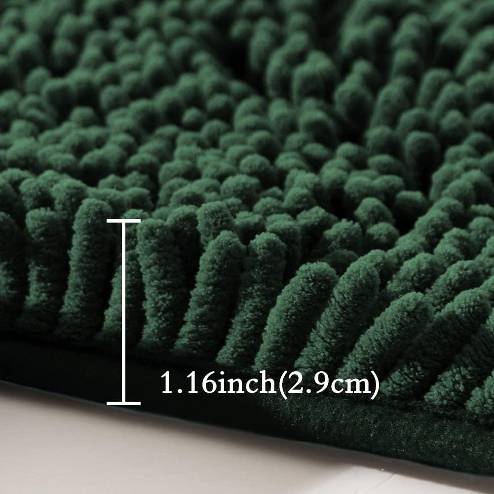 SONORO KATE Bathroom Rug,Non-Slip Bath Mat,Soft Cozy Shaggy Thick Bath Rugs for Bathroom,Plush Rugs for Bathtubs,Water Absorbent Rain Showers and Under The Sink (Green, 32"×20")