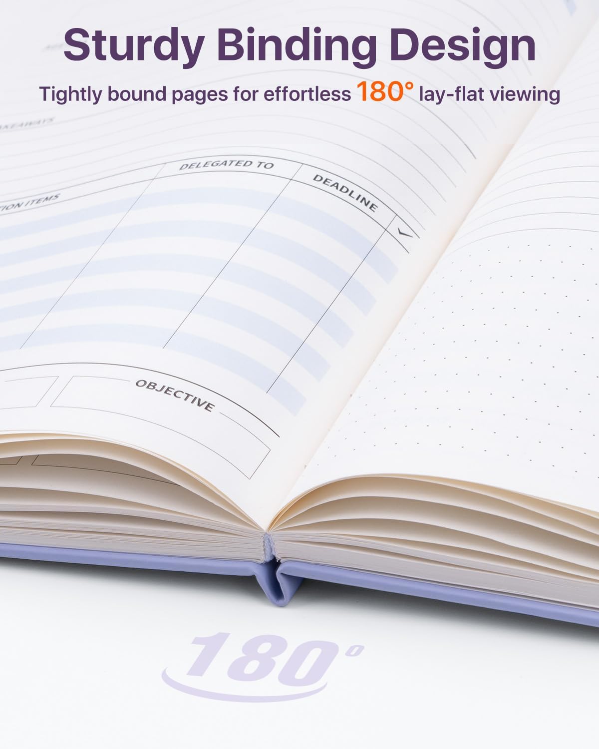 WEMATE Meeting Notebook for Work, Work Planner Notebook With Action Items, B5 Size Project Planner, Easily Take Meeting Notes & Keep Agendas on Track, Calender, Index Page, Inner Pocket, 7×10 Inch, Purple