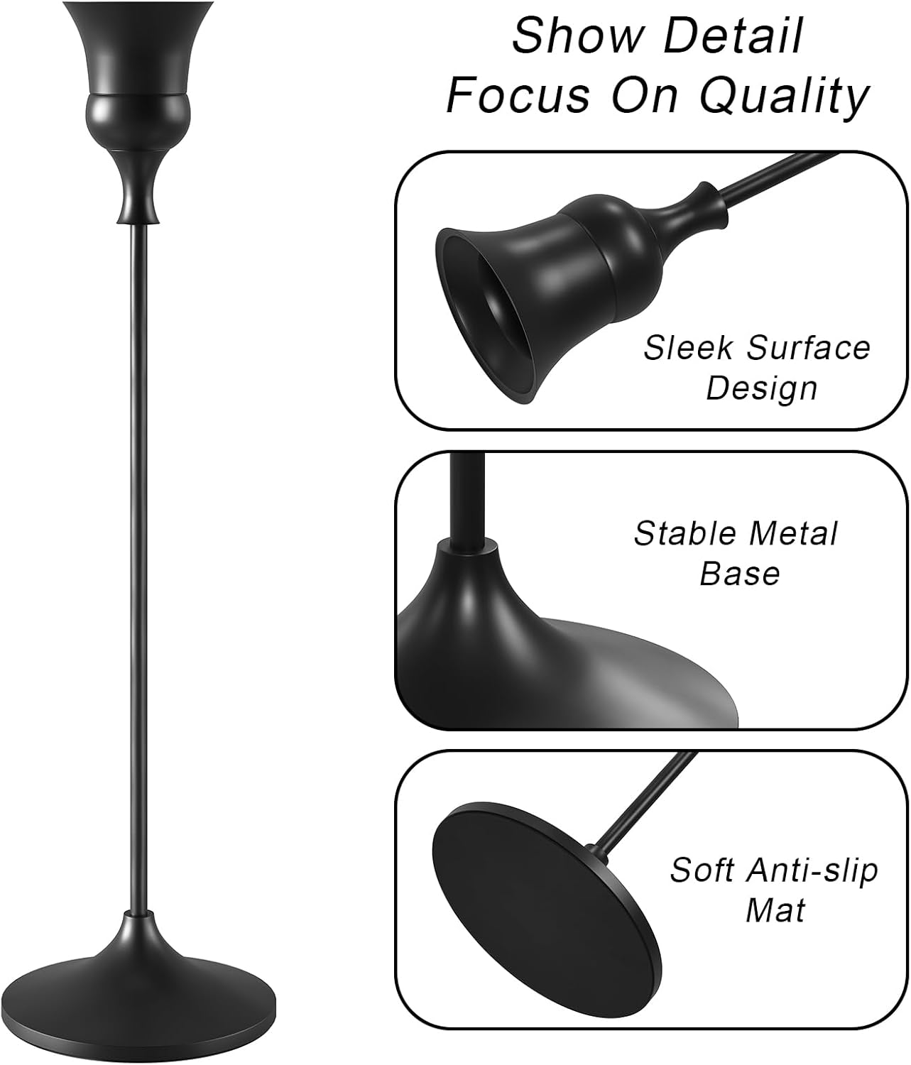 Candlestick Holders Black, 3 Packs Taper Candle Holder for Candlesticks, Candle Sticks Holder Decor for Home Decor