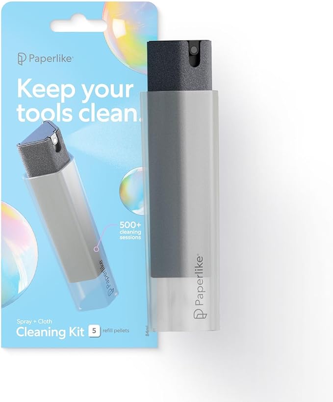 Paperlike All-in-One Cleaning Kit - Refillable Microfiber Spray Bottle & Cleaning Solution + 5 Refill Tablets - Safe for iPad & Electronic Displays