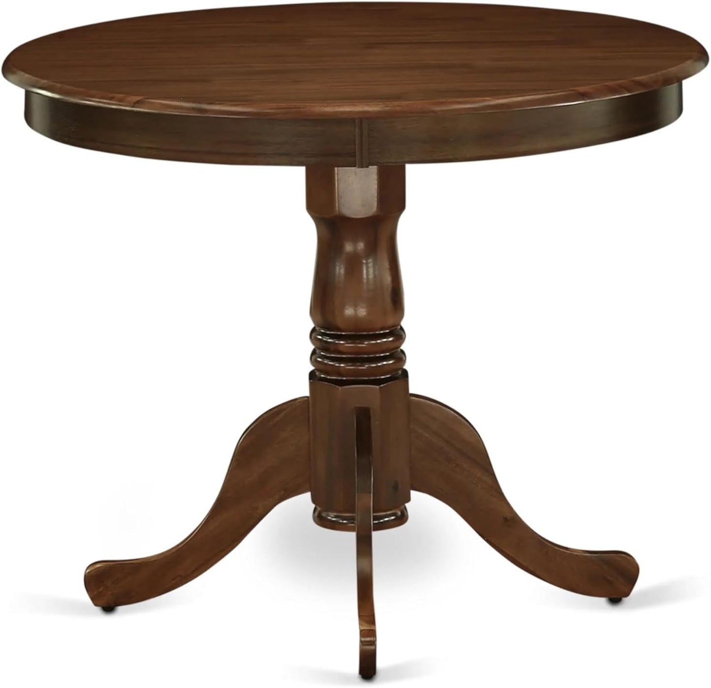 East West Furniture ANDA5-AWA-27 5 Piece Kitchen Table & Chairs Set Includes a Round Dining Table with Pedestal and 4 Polyester Fabric Upholstered Chairs, 36x36 Inch, Antique Walnut