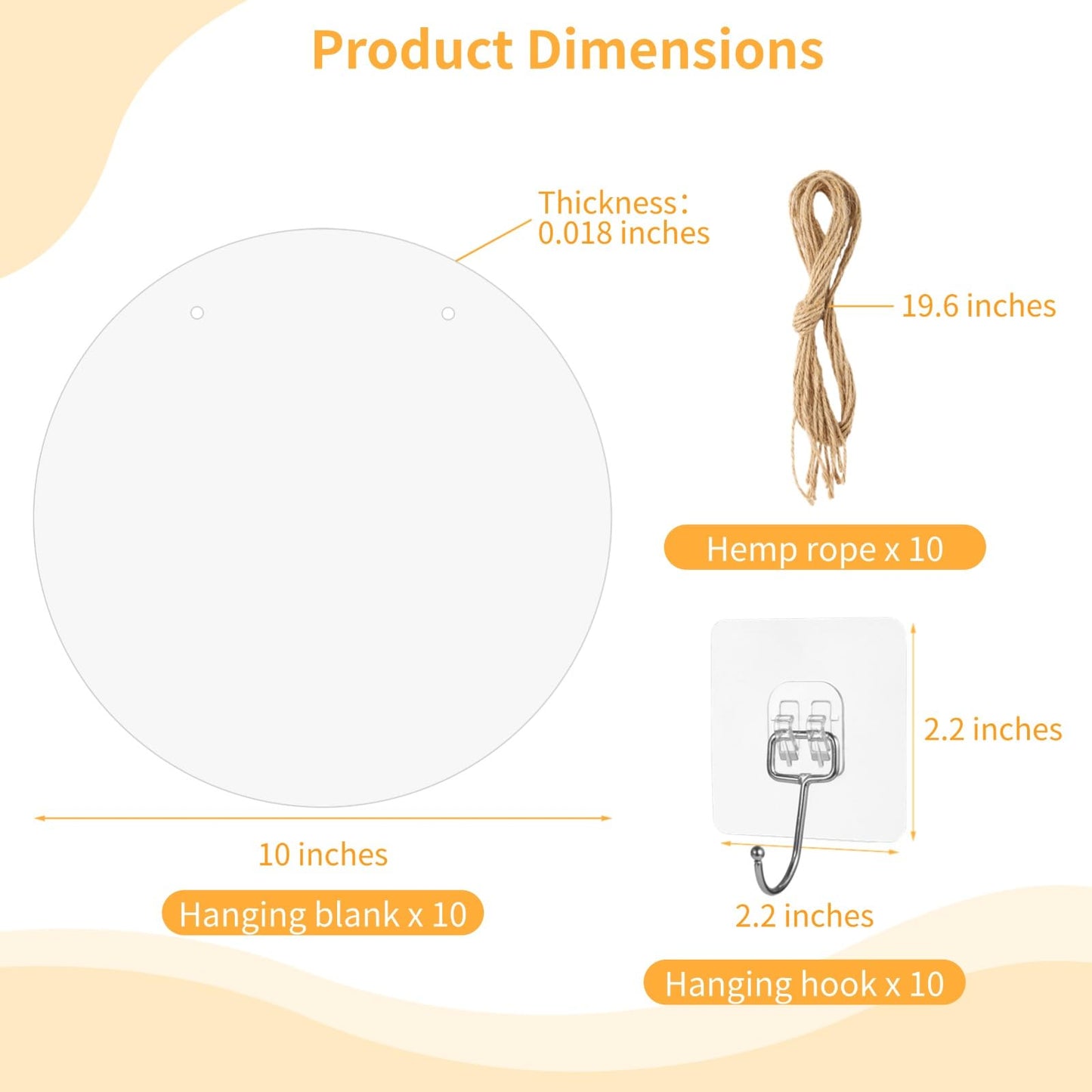 10 PCS Aluminum Sublimation Door Hanging Disc Signs, 10 Inches Unfinished Blank Sign Door Hanger, Sublimation Ornament Blanks Decorative Signs, Blank Decorations Sublimation Metal Sign