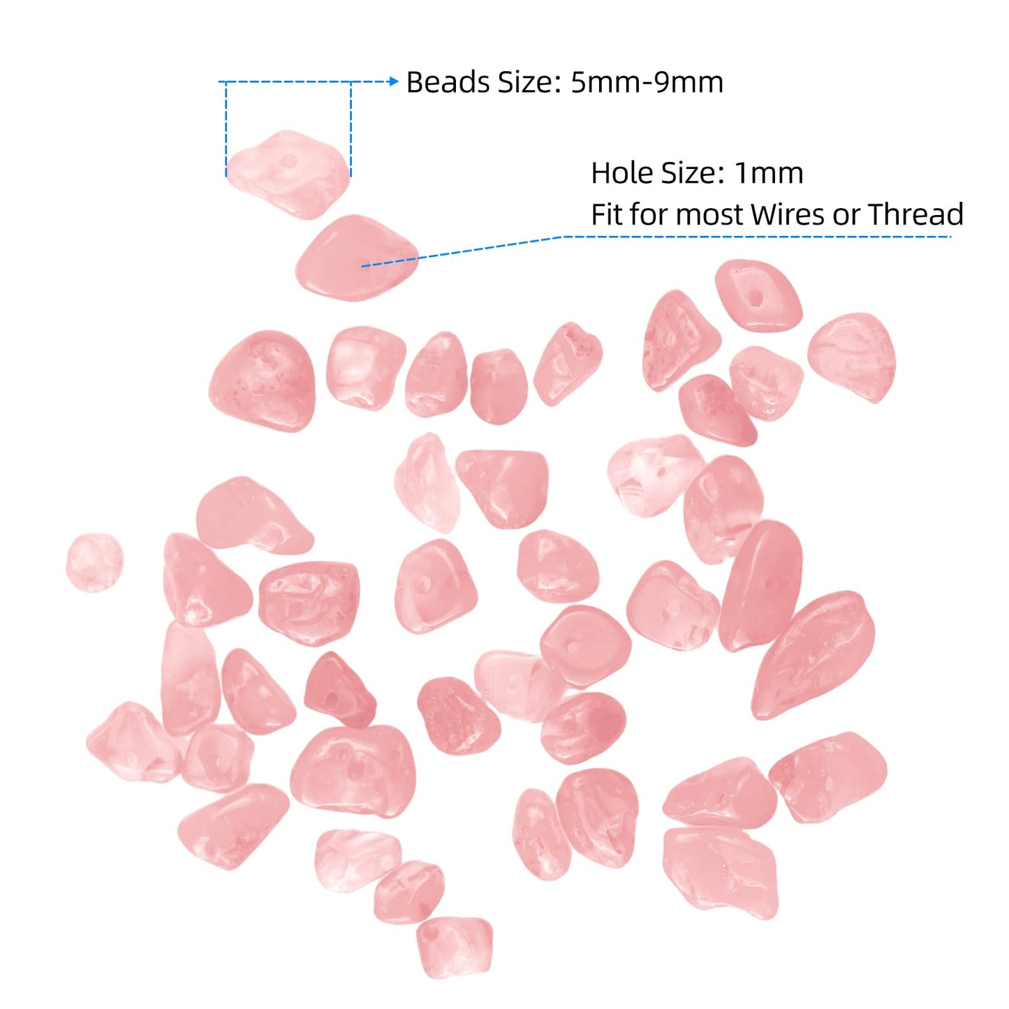 31 inches Chip Stone Loose Gemstones Beads Drilled Strand for Jewelry Making (Pink Quartz)