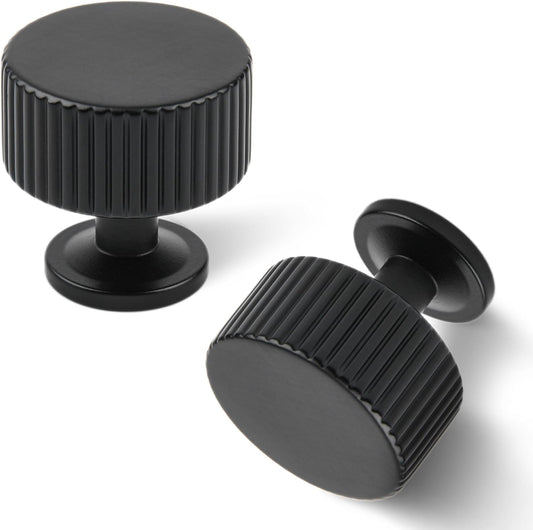 Matt Black Kitchen Cabinet Knob, 6 Pack Solid Brass Dresser Drawer Pulls, 1-1/10 Black Cabinet Knob for Cabinet Cupboard Wardrobe, Furniture Hardware Handles