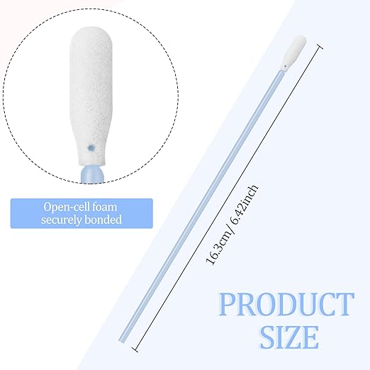 Chinco 200 Pieces Foam Swab Sponge Swab Foam Tips Sponge Stick for Inkjet Printer Print Head Camera Optical Lens Optical Equipment (Light Haze Blue,6.42 Inch)