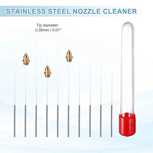 MECCANIXITY 10Pcs 3D Printer Nozzle Cleaning Kit Precision 0.35mm Stainless Steel Cleaner Needles for 3D Printer Clog Removal, Maintenance