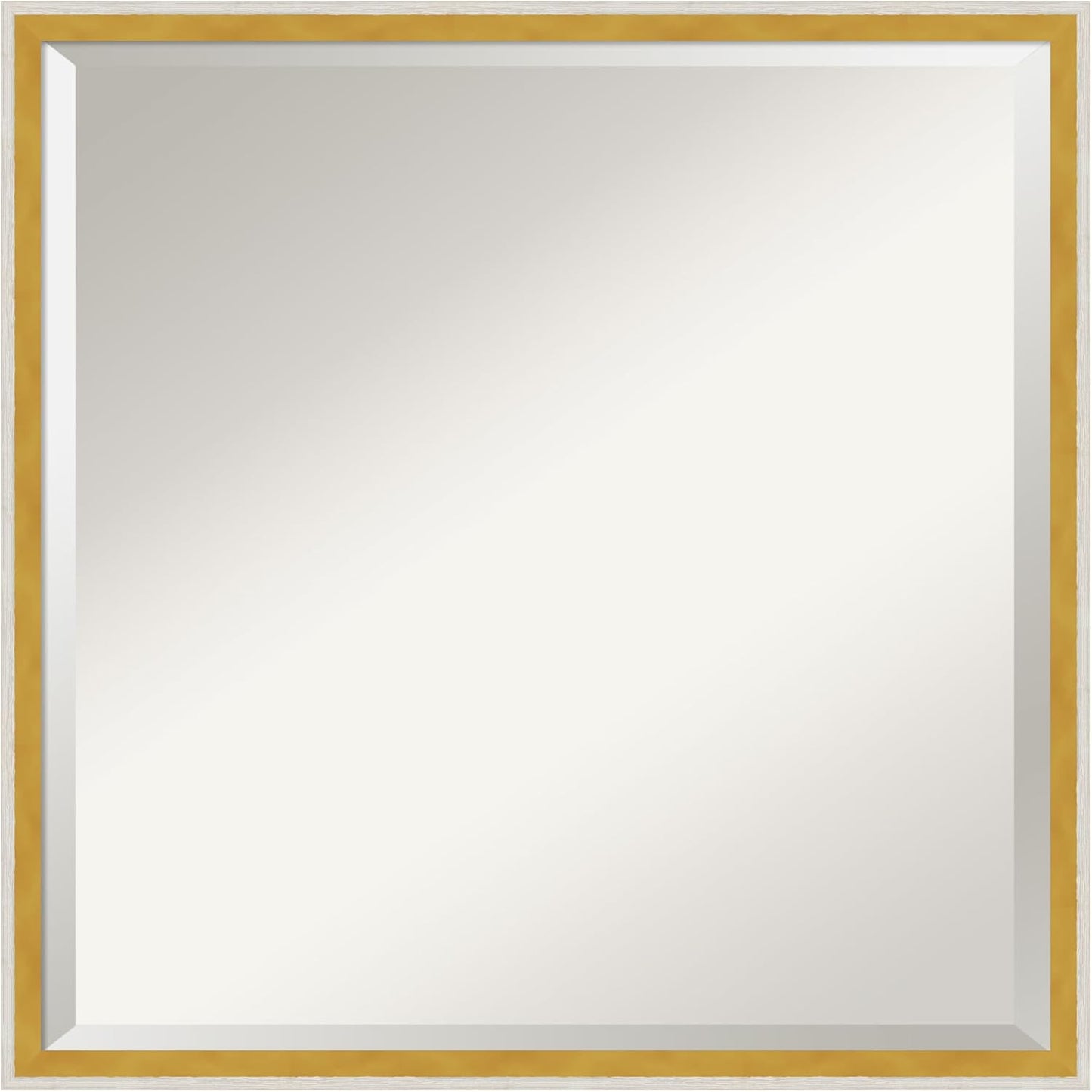 Amanti Art White Bathroom Mirror for Over Sink, 21x21 Paige White Gold Square Vanity Mirror, Medium Modern Contemporary Wood Frame, Hangs Horizonally and Vertically, Bathroom Wall Decor, Beveled Edge