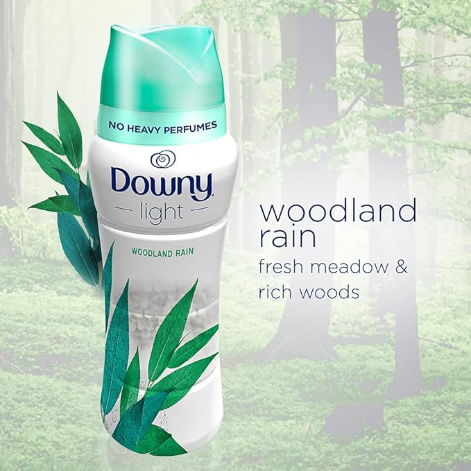 Downy Light Laundry Scent Booster Beads for Washer, Woodland Rain, 26.5 oz, with No Heavy Perfumes