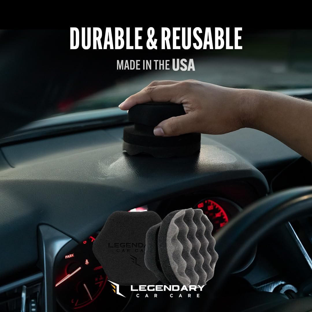 Legendary Tire Shine Applicator Pad (3 Pack) - Hex Grip Reusable Applicator Pads for Polishing - Detailing Sponge for Tire Dressing & Gel - Car Detailing Supplies for Vinyl, Rubber & Trim