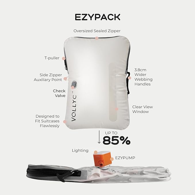 25L Waterproof Travel Vacuum Bags with Pump, Tear-Resistant Design,Lightweight Compression Storage, Durable Vacuum Seal Bags for Clothing Travel Luggage, Camping, Hiking & Road Trips