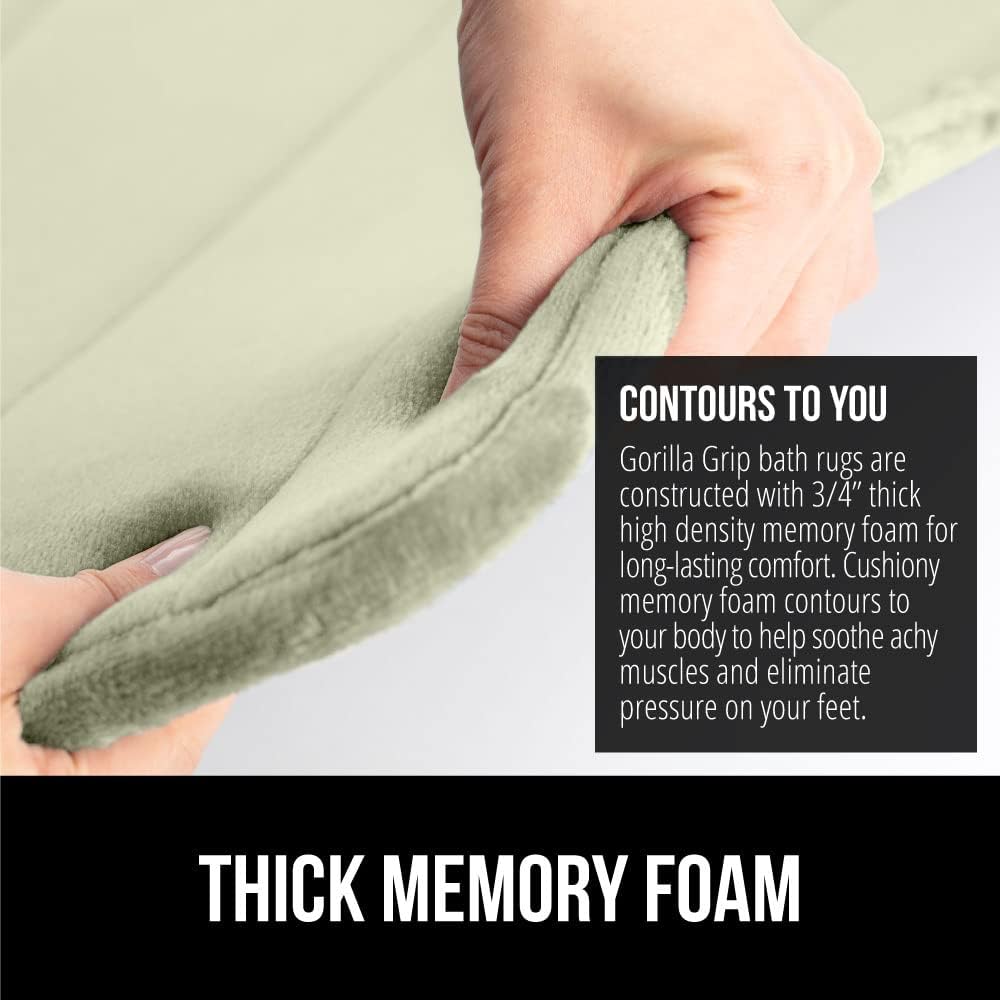 GORILLA GRIP Memory Foam Bath Mat, Soft Absorbent US Designed Bathroom Rug, Gripping Dots Machine Washable Bathmat, Cushioned Floor Mats, Shower Sink Rugs Room Décor Accessories, 24x17 Sage
