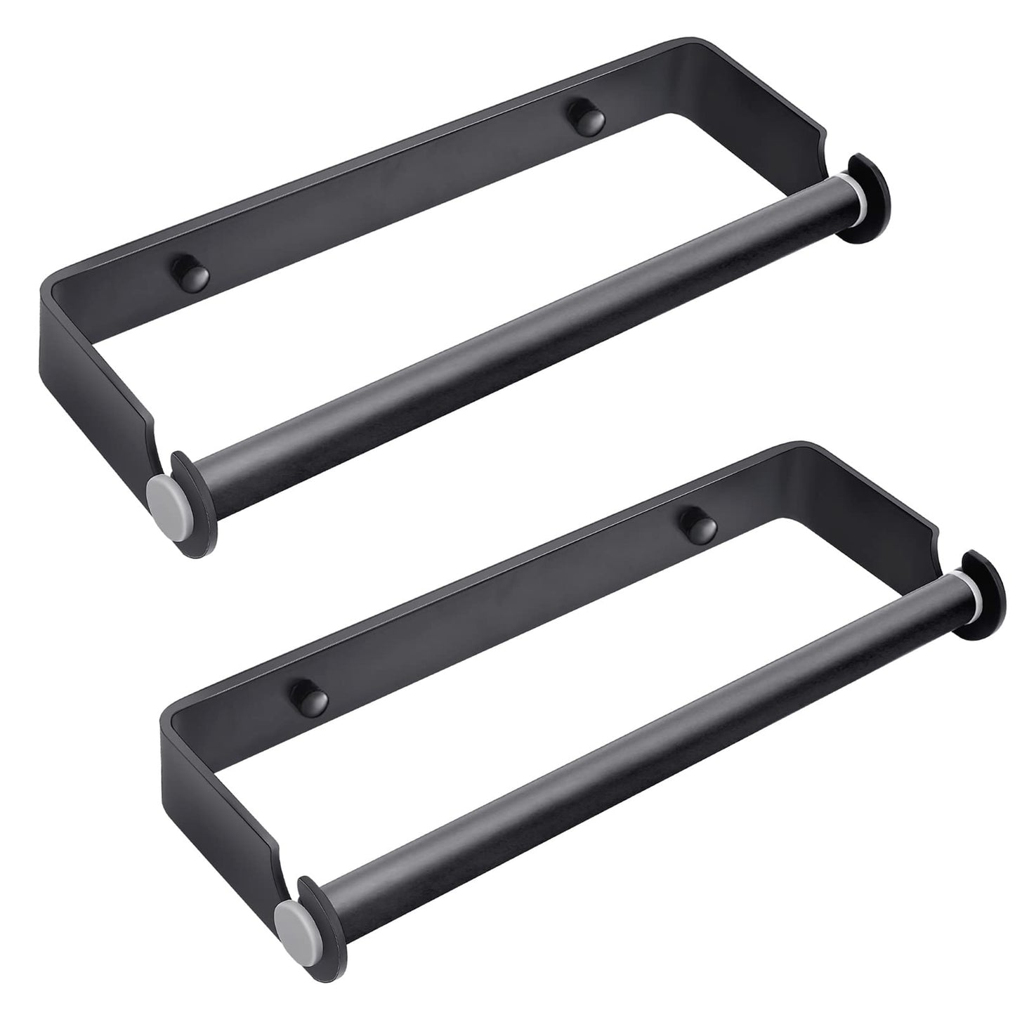 PEDORUBY Under Cabinet Paper Towel Holder, Adhesive or Drill Mount Paper Towel Holder, Wall Mount Paper Towel Holders for Kitchen or Bathroom (Black) 2 Pack