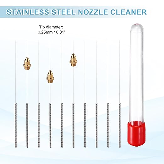 MECCANIXITY 20Pcs 3D Printer Nozzle Cleaning Kit Precision 0.25mm Stainless Steel Cleaner Needles for 3D Printer Clog Removal, Maintenance