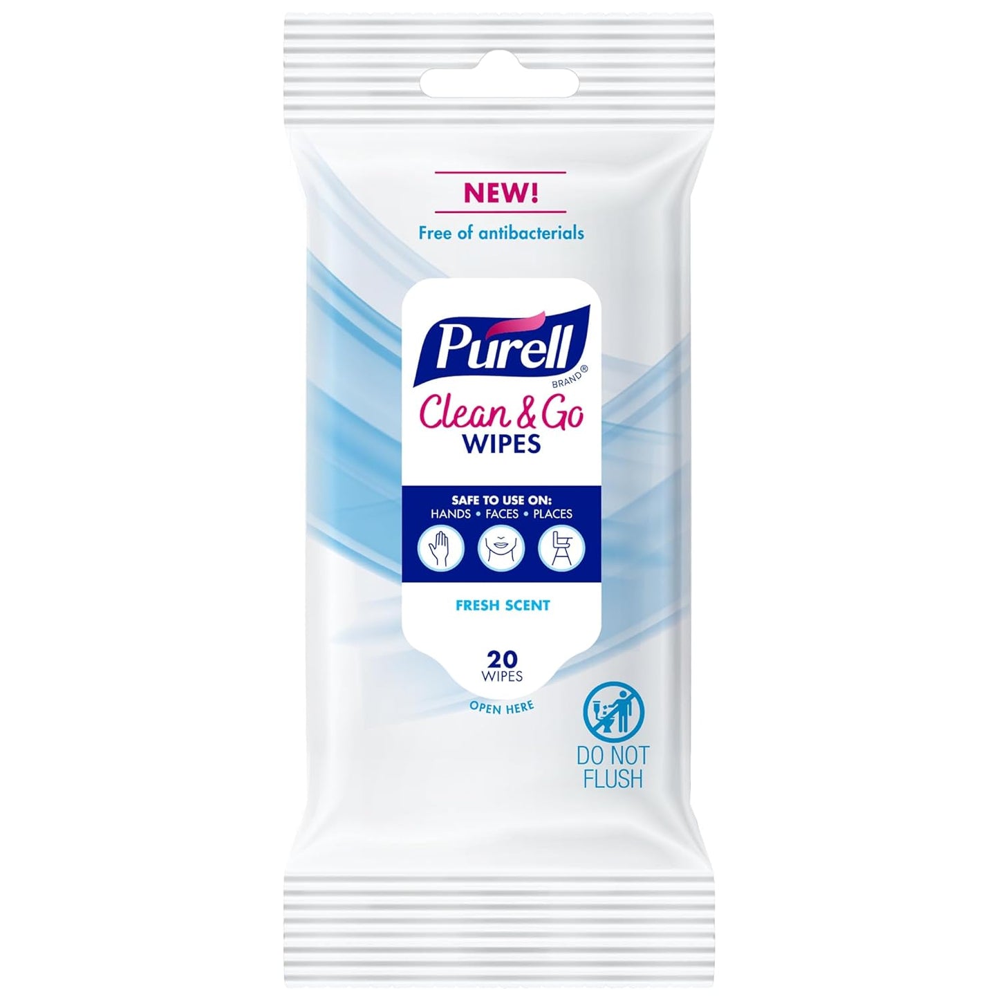 PURELL® Clean & Go Cleaning Wipes, Skin and Surface, Fresh Scent, 20 Count Travel Pack (Pack of 12), 9269-12-CMR