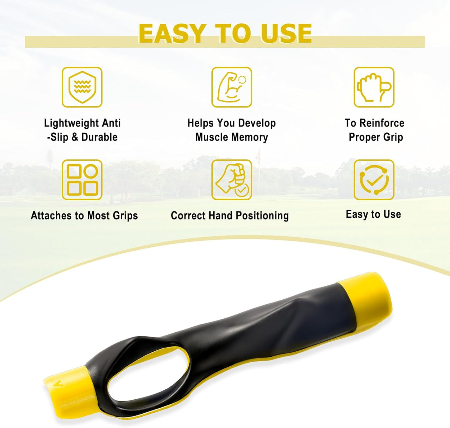 Golf Grip Trainer Right Hand for Women, for Man,for Lady, for Kids, Golf Training aids -Anti-Slip Golf Club Grips, Corrects Hand Position & Builds Muscle Memory for Clubs, Fits Most Golf Grips