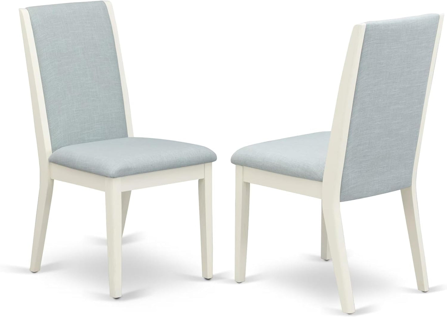 East West Furniture V077LA015-6 6 Piece Dining Table Set Contains a Rectangle Dining Room Table with V-Legs and 4 Baby Blue Linen Fabric Parson Chairs with a Bench, 40x72 Inch, Multi-Color