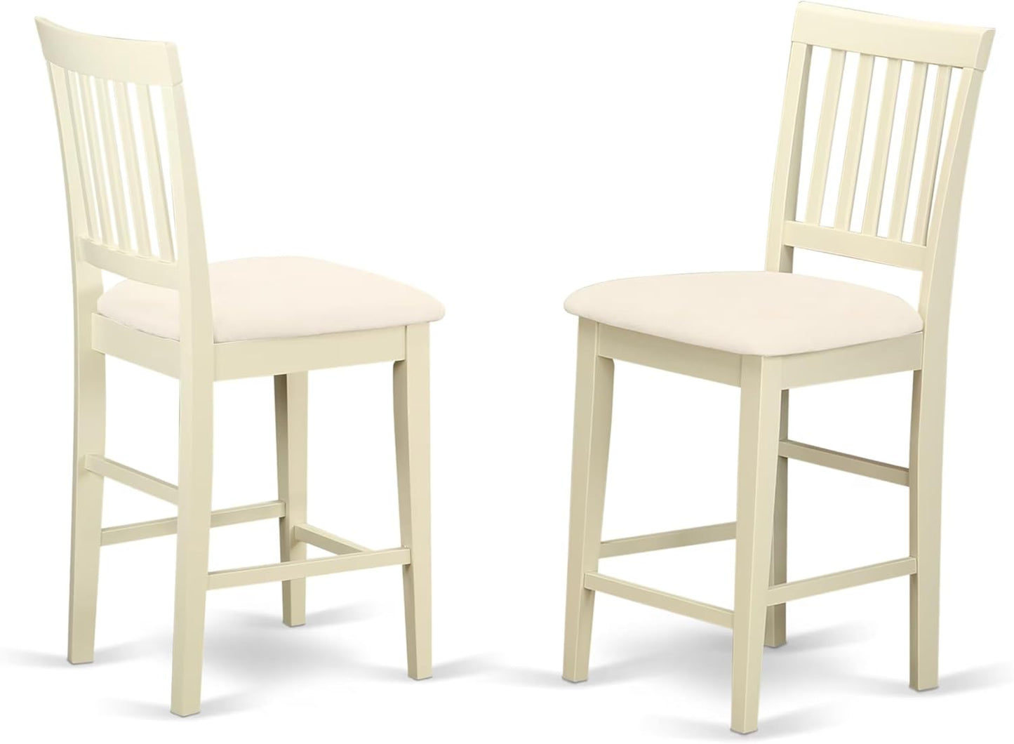 East West Furniture YAVN5-WHI-C 5 Piece Kitchen Counter Set Includes a Rectangle Dining Room Table and 4 Linen Fabric Upholstered Dining Chairs, 30x48 Inch, Buttermilk & Cherry