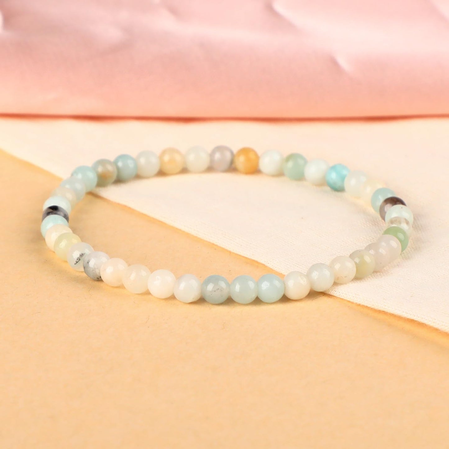 LPBeads Handmade Natural Gemstone Stretch Elastic 4mm Mulitcolor Amazonite Bracelet Healing Crystal Round Stone Beads Jewelry Gifts for Women Men