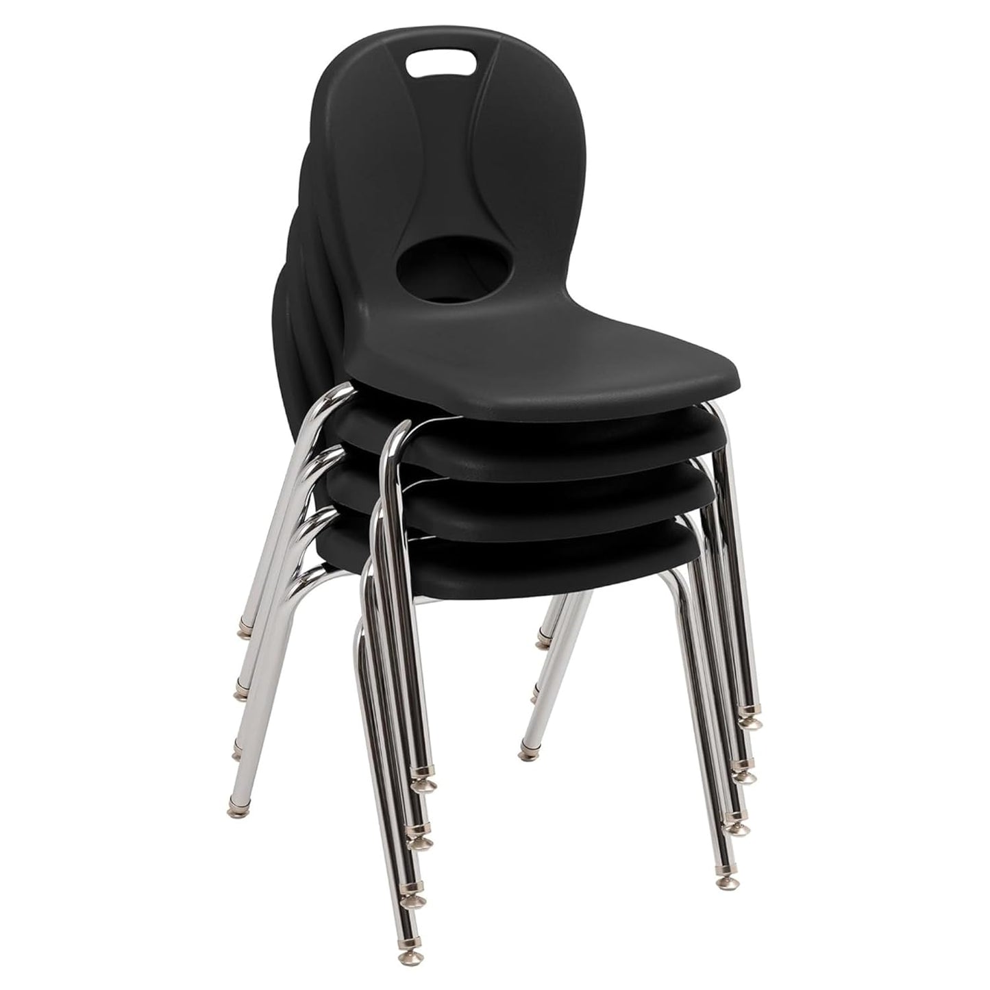 Learniture LNT-118-CSW-BK Learniture Structure Series Stackable School Chairs for Classroom, 18" Seat Height, Black, Pack of 4