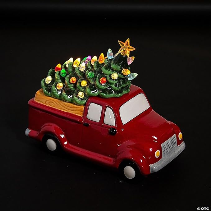 Fun Express Vintage Truck with LED Christmas Tree Cookie Jar