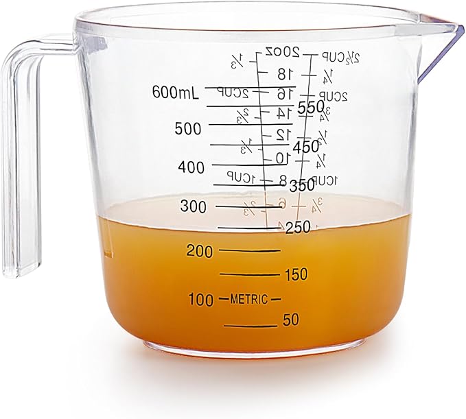Measuring Cups （600ml）, Liquid Measuring Cups For Kitchen - BPA Free Plastic with Spout Multiple Measurement Scales (Clear)