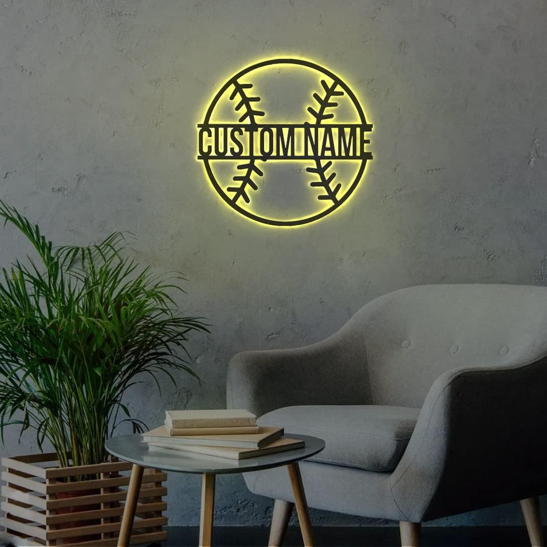 Personalized Name 7 Colors Baseball lamp Custom Baseball Wall Art Night Light LED Name Sign Gift for Men Baseball Lover