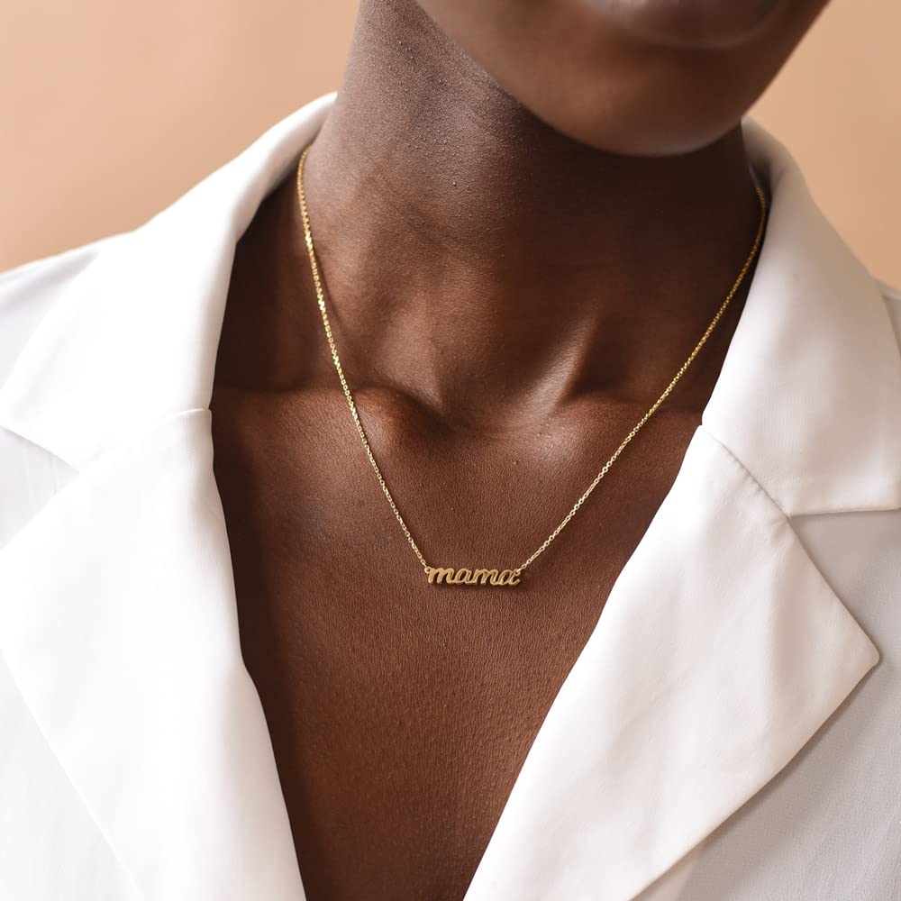 GUOKE Mama Necklace, Mom Necklace for Women 14K Gold Plated Letter Mother's Day Necklace Mommy Jewelry