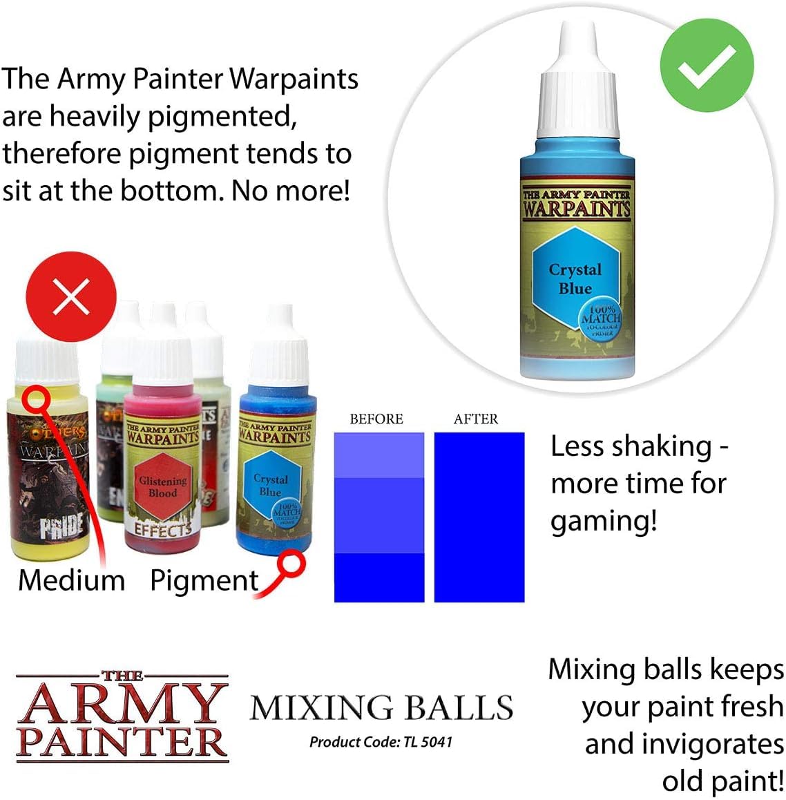 The Army Painter Paint Mixing Balls - Rust-Proof Stainless Steel Mixing Ball Ideal for Model Paint Mixer Bottle. 100 PCS Stainless Steel Mixing Paint Agitator Balls x 5.5mm/apr. 0.22” Paint Balls