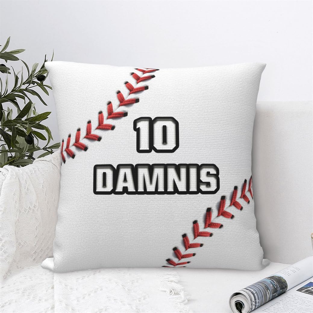 Customized Sports Themed Funny Throw Pillow Cover Baseball Lovers Home Decor Gift Personalized Name Sport Enthusiast Pillowcase Custom Ball Sport Themed Baseball Throw Pillowcase for Sofa Bedding
