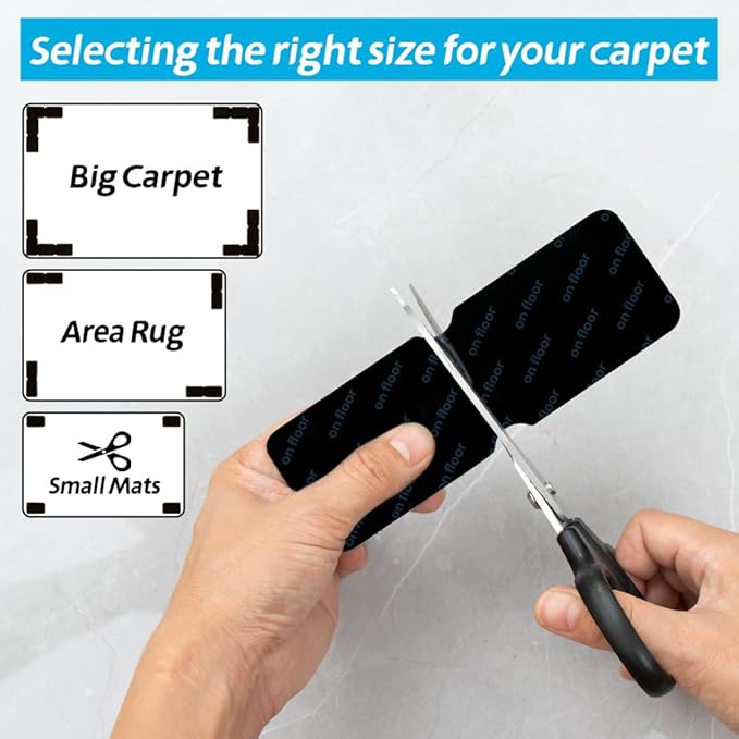 Rug Gripper for Hardwood Floors: 12 PCS No Damage Rug Tape - Anti Slip Rug Grips for Area Rugs – Secure Carpet Tape for Wood Floors, Safe & Strong Hold