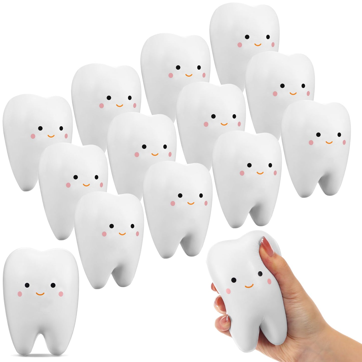 Shappy 12 Pcs Dentist Gift Teeth Jumbo Kawaii Teeth Slow Rising Squeeze Cute Tooth Cartoon Tooth Toy for Girls and Boys Soft Stress Relief Cute Squeeze Dental World Oral Health Day Gift