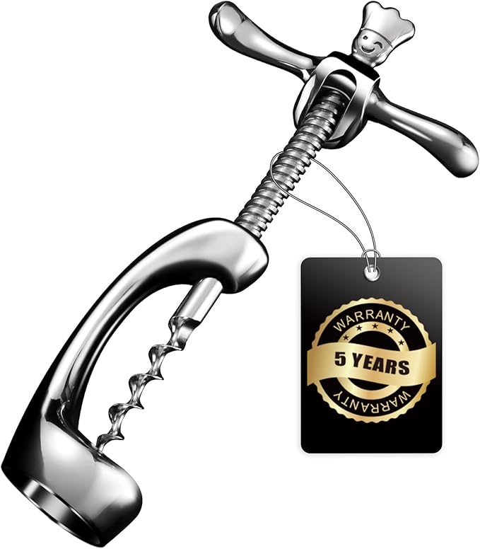 Wine Opener Deluxe, Heavy-Duty Bottle Opener for Easy Cork Removal, Manual Corkscrew for Smooth & Effortless Intact Wine Corks, Premium Corkscrew for Waiters, Bartenders & Home Use