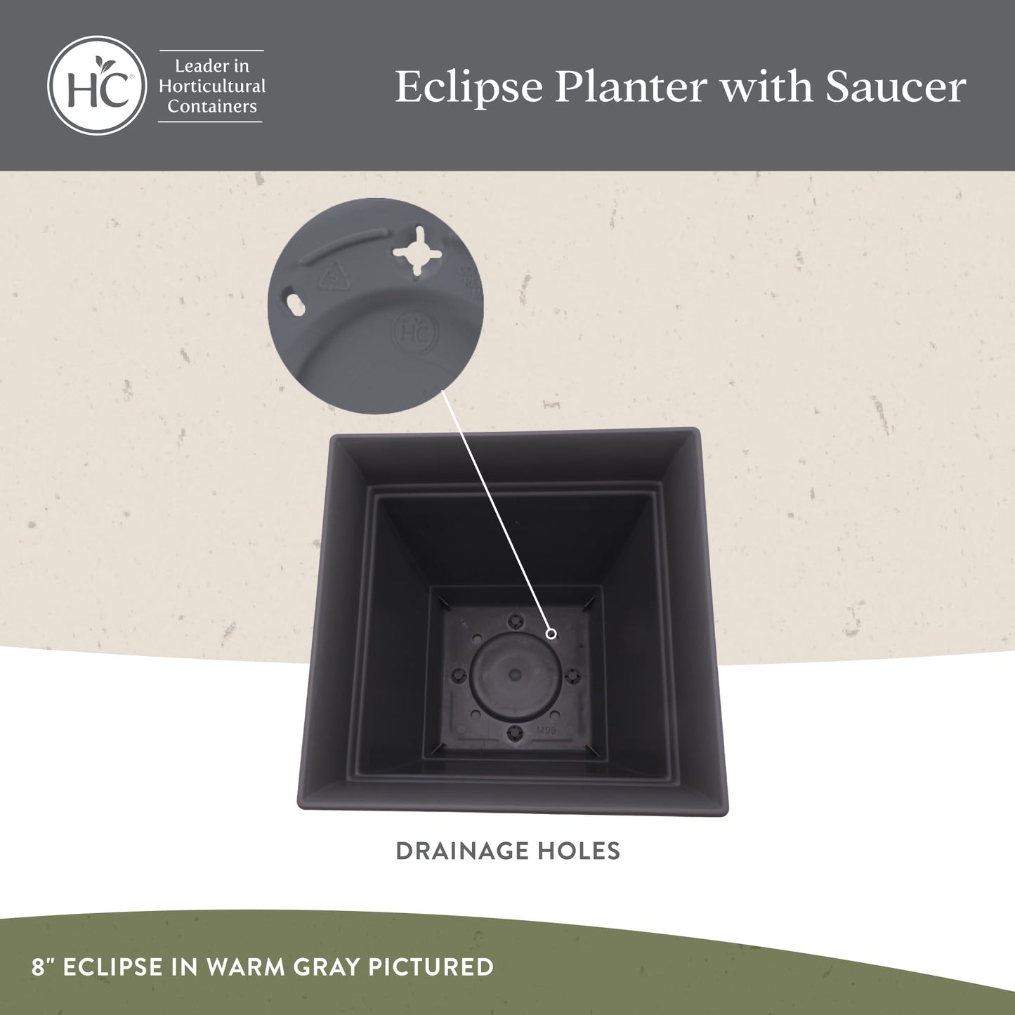 The HC Companies Eclipse Square Plastic Planter w/Attached Saucer - Outdoor & Indoor Plant Pot with Drainage Holes - Lightweight, UV-Resistant Plastic Pots for Plants (6" Peridot Green, Pack of 1)