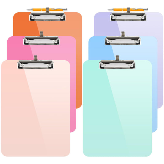 Sooez Plastic Clipboard with Pen Holder, [10% Thicker] Clip Boards 8.5x11 with Low Profile Clip, Cute Hanging Clipboard, Standard Letter Size A4 for Women Teacher, Office & School Supplies