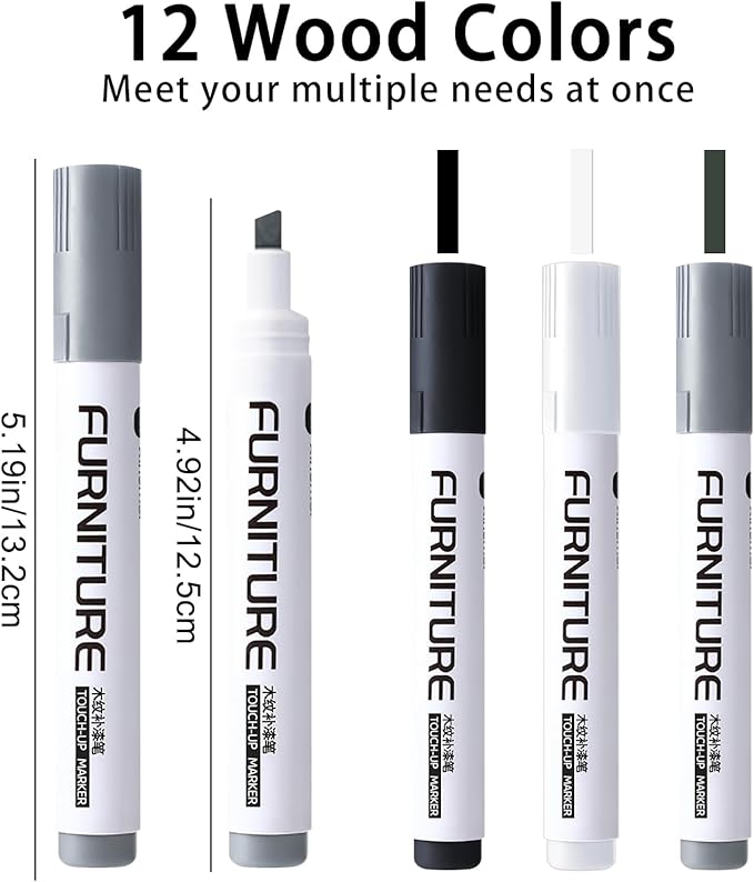 BOPOVA Furniture Markers Touch Up, Wood Floor Scratch Repair Kit, 3 Colors Markers for Scratches, Stains, Floors, Tables, Desks, Cabinet, Bedpost (Black, White, Gray)