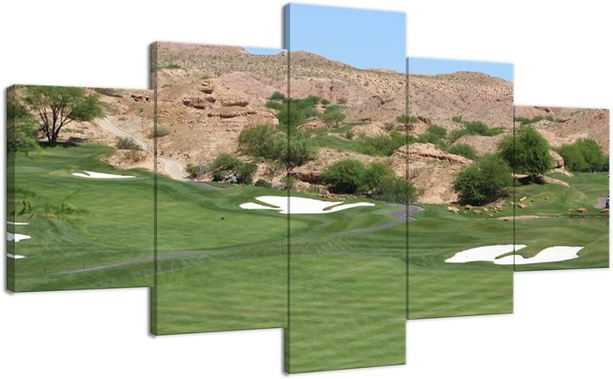 USA Canyons Golf Desert Wall Art for Office Living Room Bedroom Bathroom Wall Decorations Golf Pictures Posters Framed Artwork Canvas Prints Ready to Hang(60''W x 32''H)