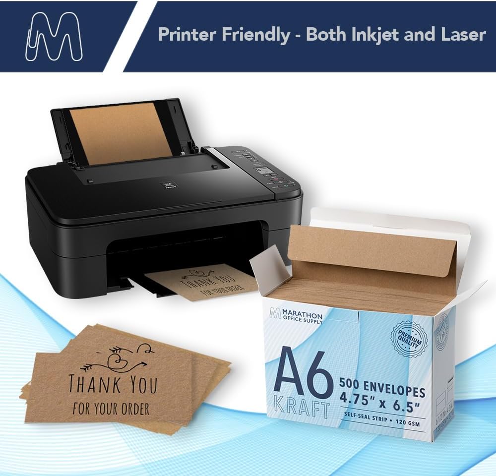 MOS A6 Kraft Envelopes 4.75 x 6.5 Inch 500 Pack — Brown Self-Seal Heavyweight Invitation Envelopes for Greeting Cards, Gift Cards, Weddings, Business Mailings, Thank You Cards