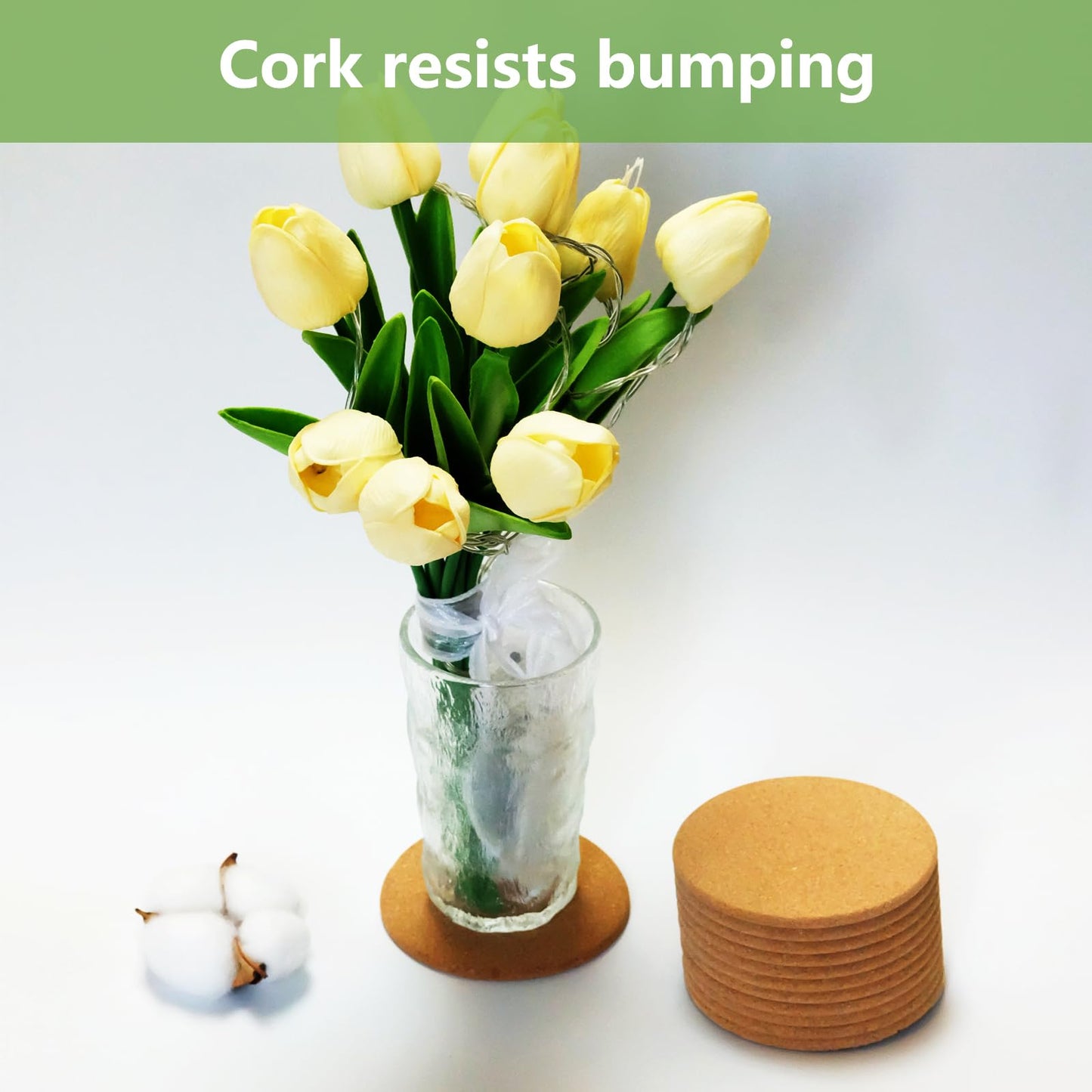 12 pcs Round Edge Cork Coasters for Drinks are Reusable Tea or Coffee Coasters, do-it-Yourself Blank Coasters, Cork Plant Coasters, Gifts for Family and Friends