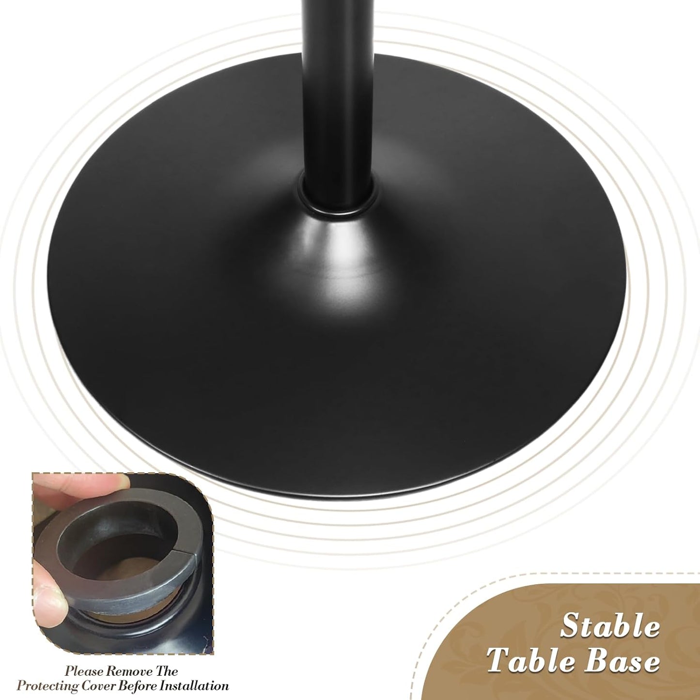 Athena Collection Modern Bar Table Square Top Height Adjustable, Tall Bistro Pub Cocktail Table Height Top and Sturdy Base, Suitable for Home Kitchen Pub Restaurant Outdoor, Black