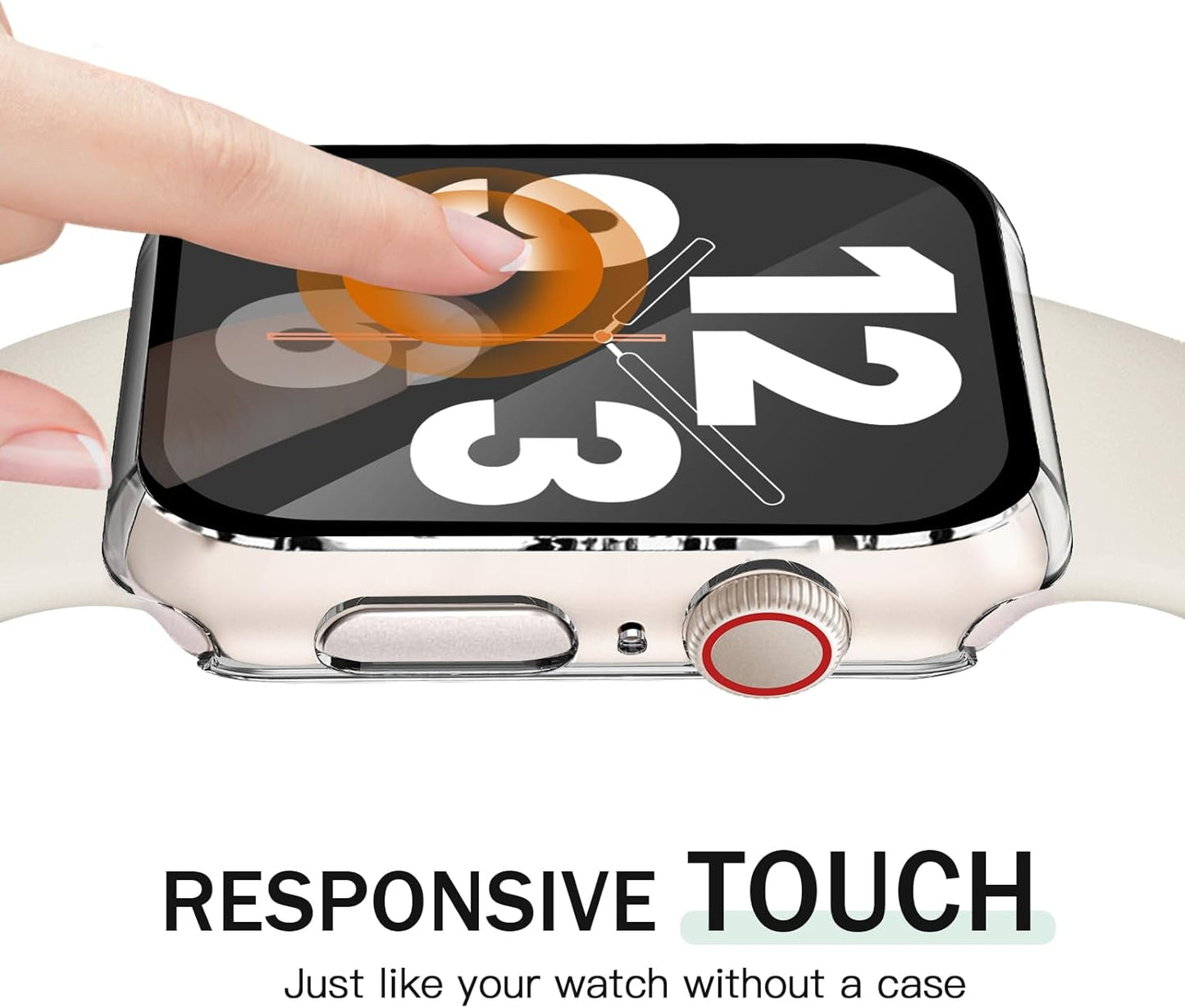 JR.DM 45mm 2 Pack Hard PC Case with HD Tempered Glass Screen Protector for Apple Watch Series 9/8/7, Slim Guard Bumper Full Coverage Protective Anti-Scratch Face Cover for iWatch, Clear+Clear