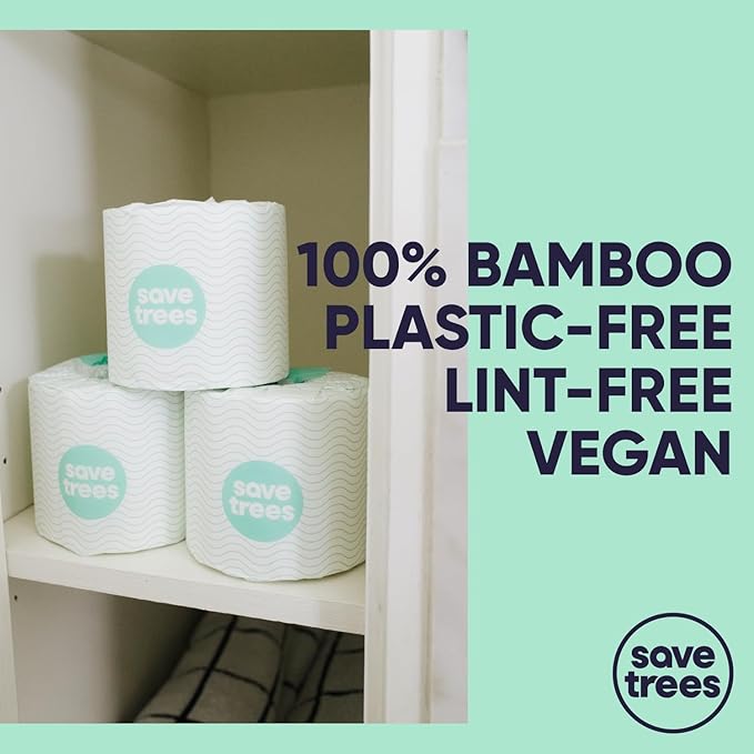 Save Trees Bamboo Toilet Paper - 48 Rolls Of Septic Safe Organic Toilet Paper- 3-ply, 300 Sheets Per Roll - PFAs Free, FSC Certified, Plastic & Chemical Free - For Home, Boat & RV Use