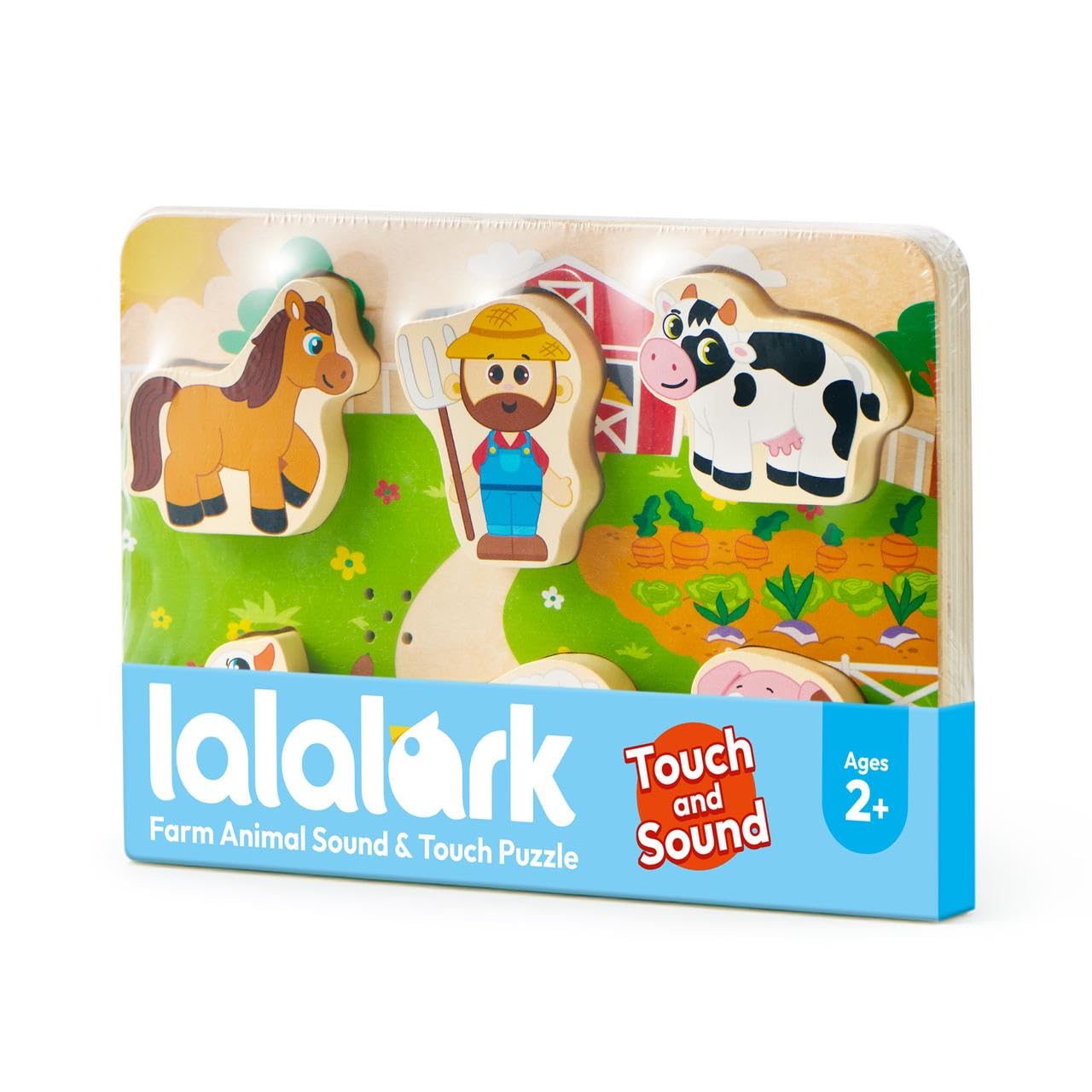 lalalark Musical Wooden Puzzles Toys, Tactile & Sound Farm Animal Toys for Baby 2-4, Montessori Educational Block Puzzles, Learning Toddler Kids Birthday Valentine Easter Gifts for Boys Girls
