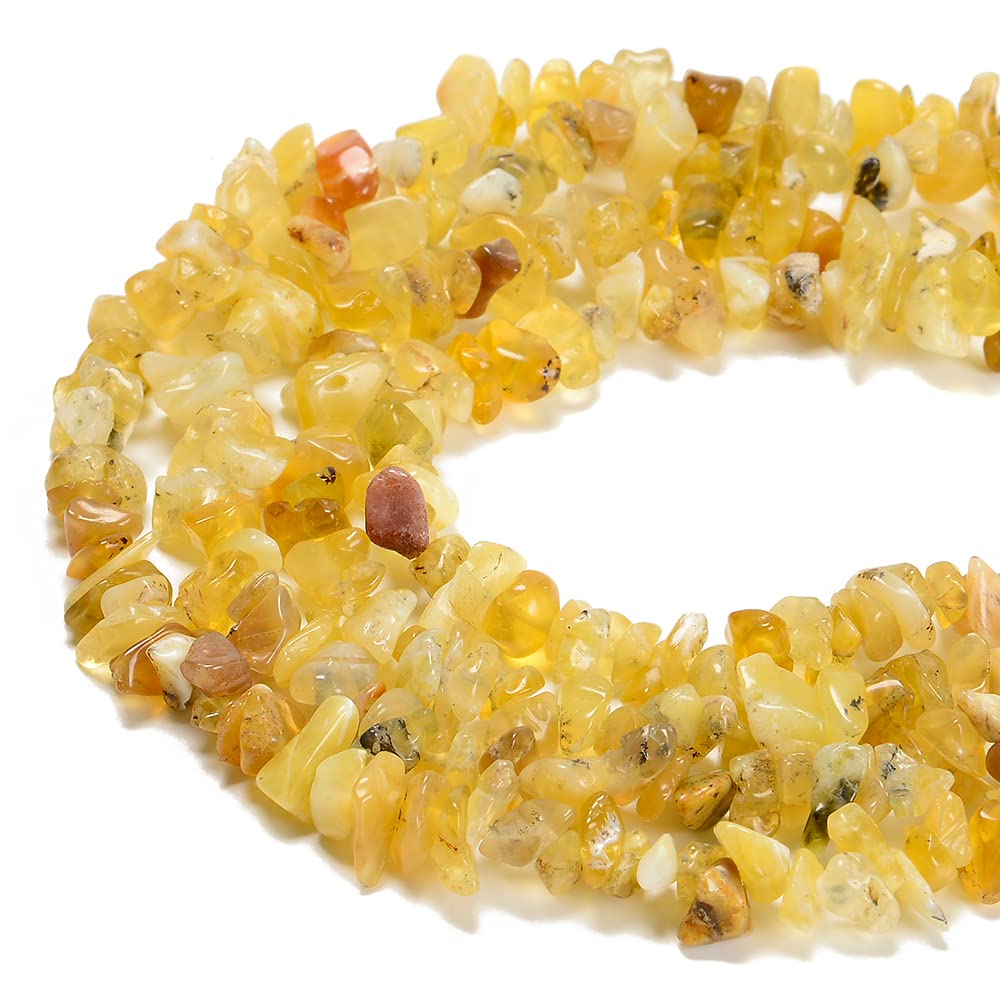 jodaying 7-8mm Natural Yellow Opal Gemstone Chips Healing Gravel Bracelets Necklace Kit Irregular Tumble Stone Beads DIY Crafts Design Jewelry Making 32"