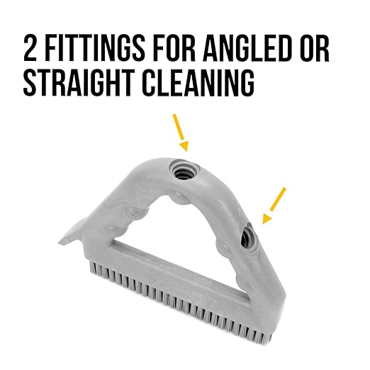 SPARTA Plastic Commercial Grout Brush, Triangle-Shaped Scrub Brush with Scraper and Two Threaded Holes for Attaching Handle (Sold Separately), 9 x 7 x 7 Inches, Yellow