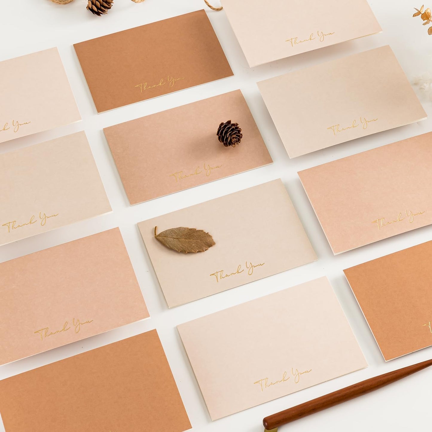 Crisky Neuttral Brown Thank You Cards with Envelopes & Stickers， 50 Pack Bridal Shower Graduation Thank You Cards Small Business, Wedding Baby Shower Birthday Funeral Notes Bulk