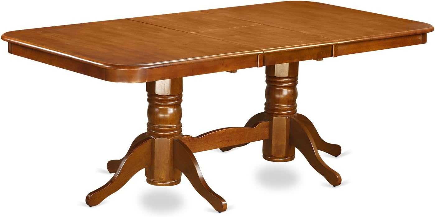 East West Furniture NANA5-SBR-C 5 Piece Dining Room Furniture Set Includes a Rectangle Wooden Table with Butterfly Leaf and 4 Linen Fabric Kitchen Dining Chairs, 40x78 Inch, Saddle Brown