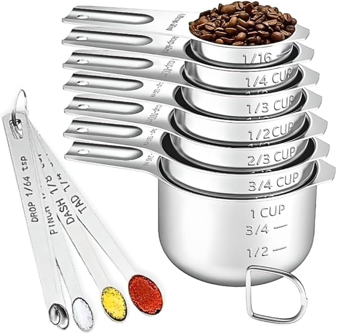 30PCS Measuring Cups and Spoons Set, 7 Nesting Measuring Cups, 18 Measuring Spoons and 5 Mini Spoons